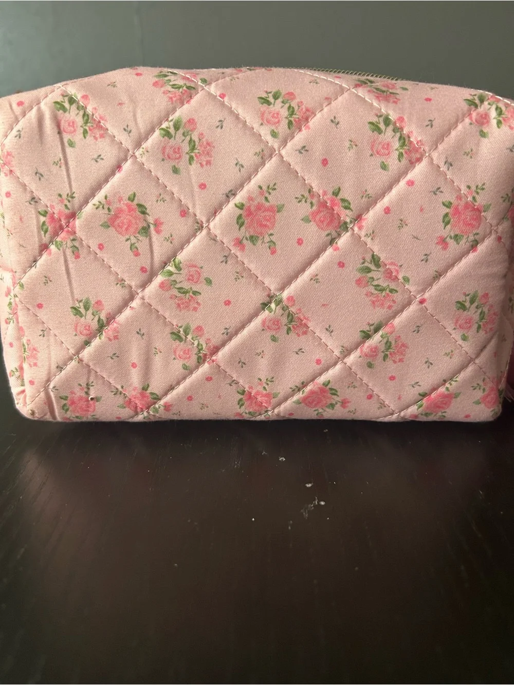 Pink Quilted Floral Cosmetic Bag / Makeup Pouch 🌸